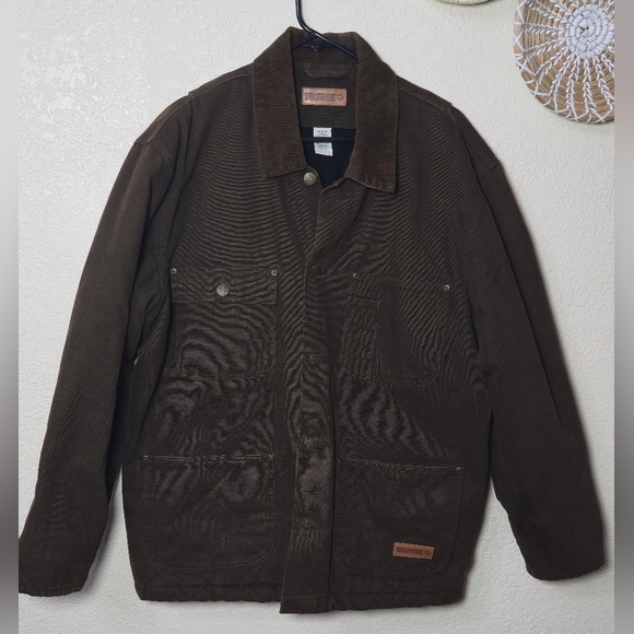 Wolverine Brown Insulated Coat Button Up Collard Size Medium - Picture 7 of 16